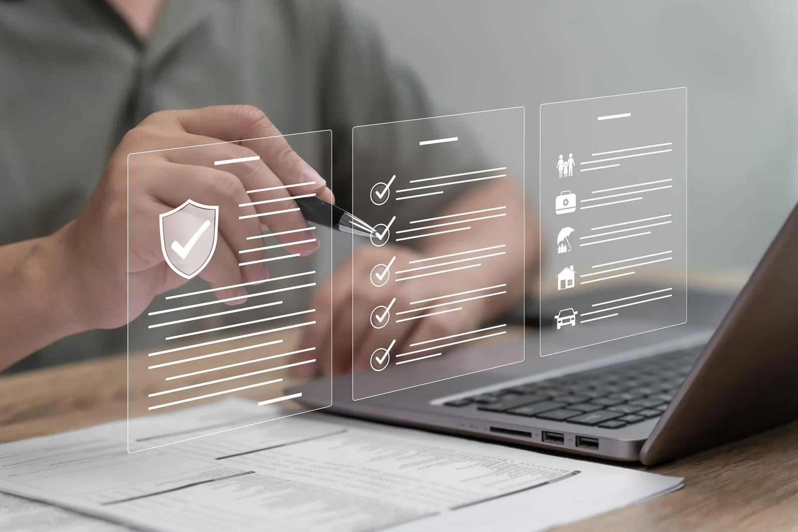 Professional reviewing documents and analysis